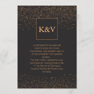 Goldener Glitzer Personalisierte Einladung in Span