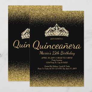 Goldener Glitzer, Quinceanera Einladungen