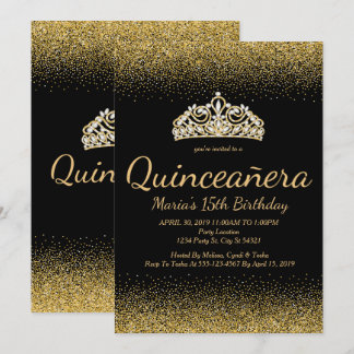 Goldener Glitzer, Quinceanera Einladungen