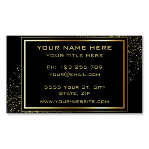 Goldener Glitzer Rahmen Schwarzer Text Beruflich Magnetische Visitenkarte