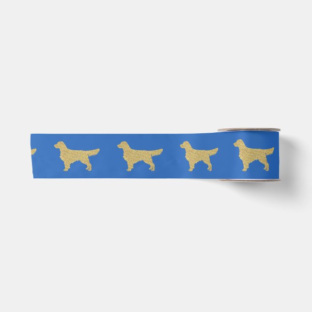 Goldener Glitzer Retriever grau Satinband (Vorderseite)