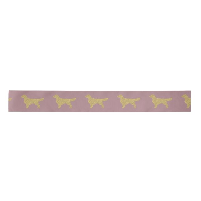 Goldener Glitzer Retriever rosa Satinband (Vorderseite)