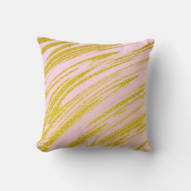 Goldener Glitzer Rosa Ivory Ombre Abstraktes Gesch Kissen (Vorderseite)