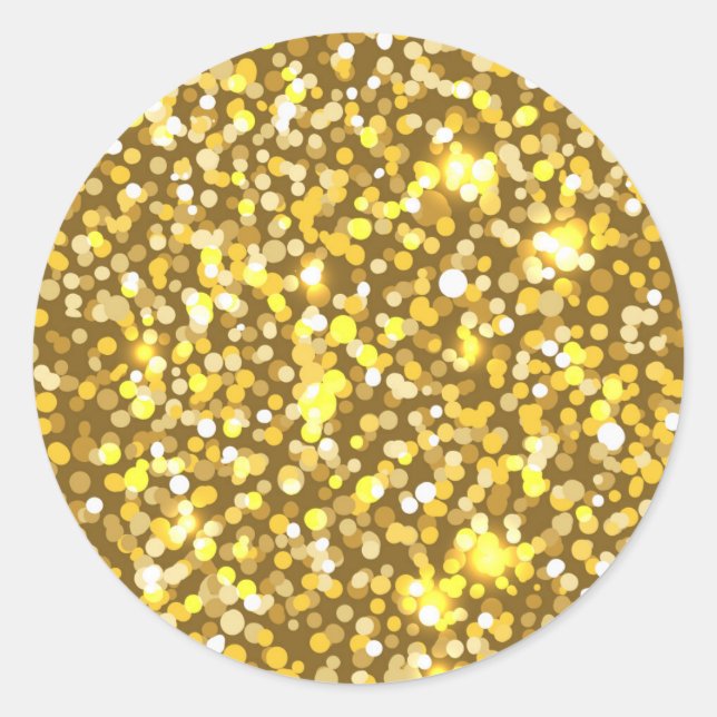 Goldener Glitzer Runder Aufkleber (Vorderseite)