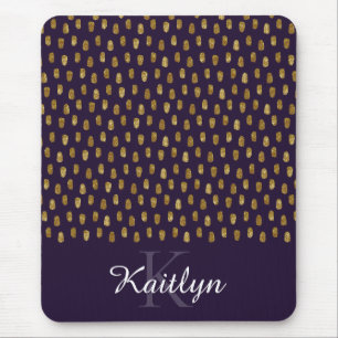 Goldener Glitzer Schlaganfall auf Lila Mousepad