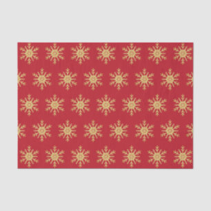 Goldener Glitzer Schneeflocken zu Weihnachten Rot Seidenpapier