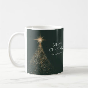 Goldener Glitzer strahlt grün modernes WeihnachtsF Kaffeetasse