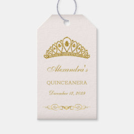 Goldener Glitzer Tiara Quinceanera Geschenkanhänger