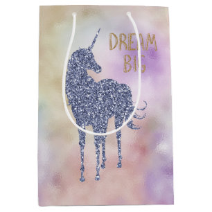 Goldener Glitzer Traumstrecke Big Unicorn Mittlere Geschenktüte