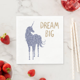 Goldener Glitzer Traumstrecke Big Unicorn Serviette