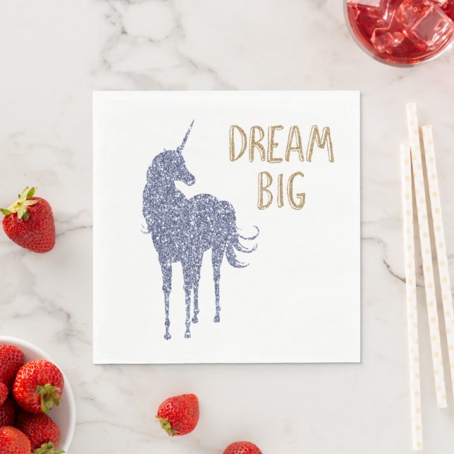 Goldener Glitzer Traumstrecke Big Unicorn Serviette (Beispiel)