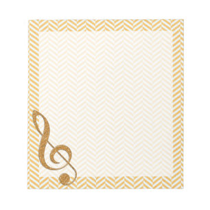 Goldener Glitzer Treble Cleaner auf Gelb Zickzack Notizblock