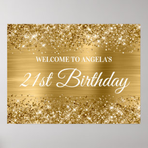 Goldener Glitzer und Foil 21. Geburtstag Willkomme Poster