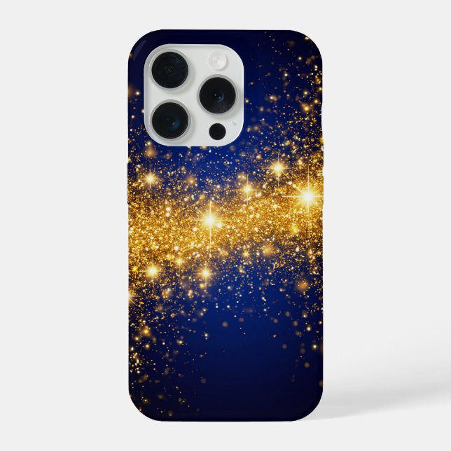 Goldener Glitzer und Glitzern iPhone 15 Pro Hülle (Rückseite)
