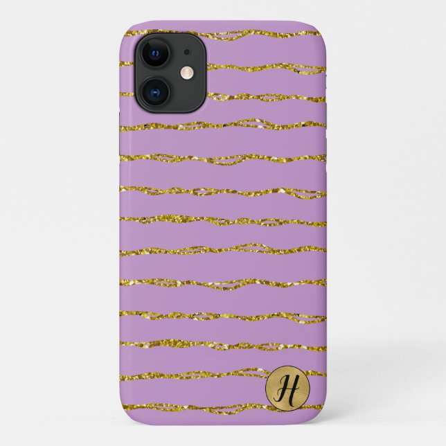 Goldener Glitzer und Lila Telefongehäuse Case-Mate iPhone Hülle (Rückseite)