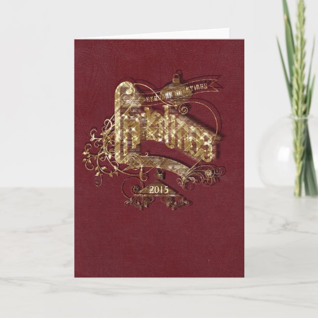 Goldener Glitzer Weihnachten - Grußkarte (Vorderseite)