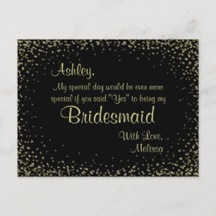 Goldener Glitzer - Werden Sie meine Bridesmaid sei Einladungspostkarte