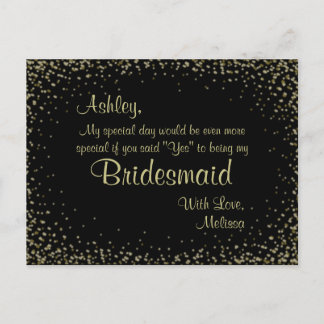 Goldener Glitzer - Werden Sie meine Bridesmaid sei Einladungspostkarte