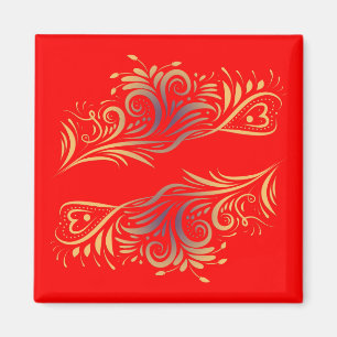 Goldener Glitzer Wirbel Doodle Elemente Romantisch Magnet