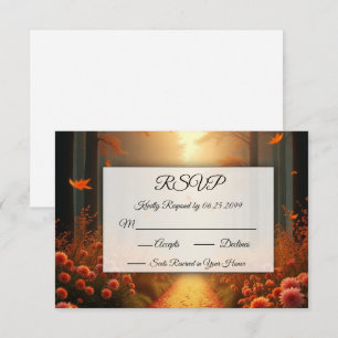 Goldener Glut Herbst Waldspaziergang RSVP Karte