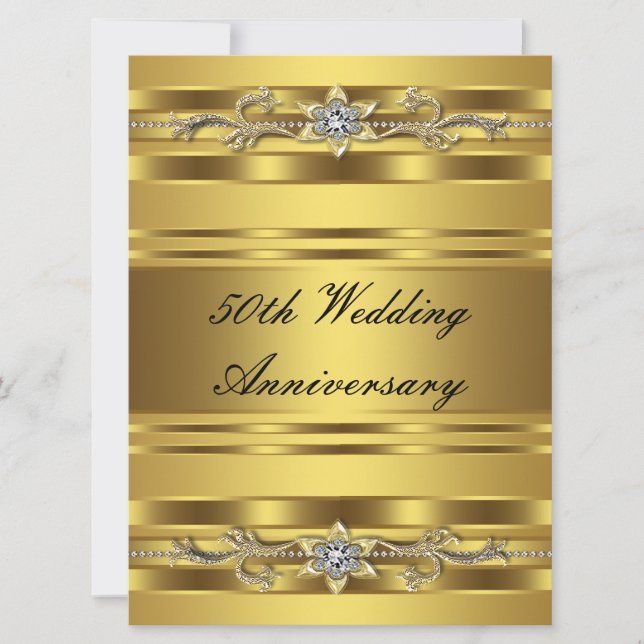 Goldener Golden 50. Hochzeitstag Einladung (Vorderseite)