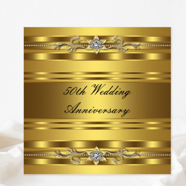 Goldener Golden 50. Hochzeitstag Einladung (Elegant any occasion gold invitation. Simply add your event details.)