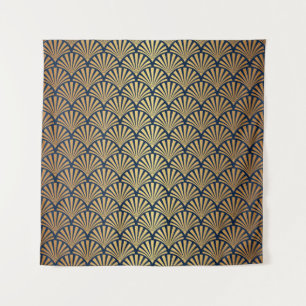 Goldener Gradient: Nahtloses Art Deco Wandteppich