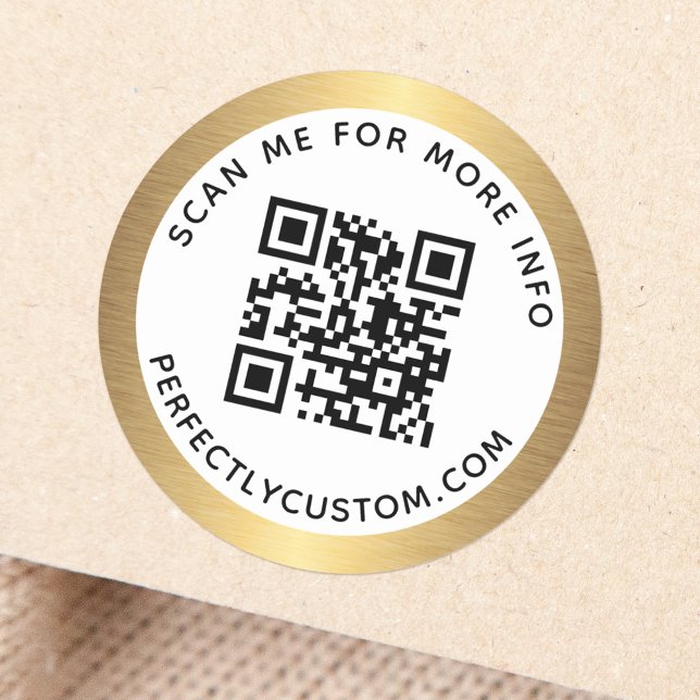 Goldener Gradientengrenzscan QR-Code und Text Runder Aufkleber (Von Creator hochgeladen)