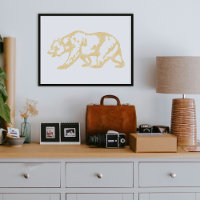 Goldener Grizzlybär Tier Line Art Druck Poster