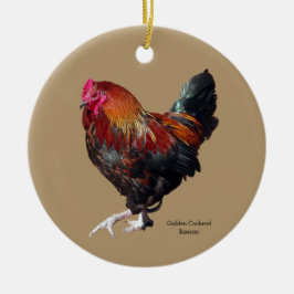 Goldener Hahn-Hahn Ausschnitt-Ornament Keramik Ornament