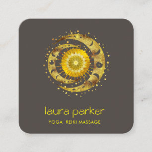 Goldener Halbmond-Mystischer-Lotus-Auge-Himmelsste Quadratische Visitenkarte
