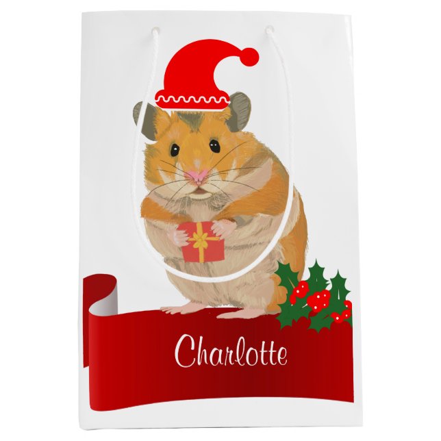 Goldener Hamster personalisiert Mittlere Geschenktüte (Vorderseite)