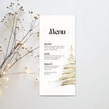 Goldener handgezeichneter Baum Weihnachts-Menükart
