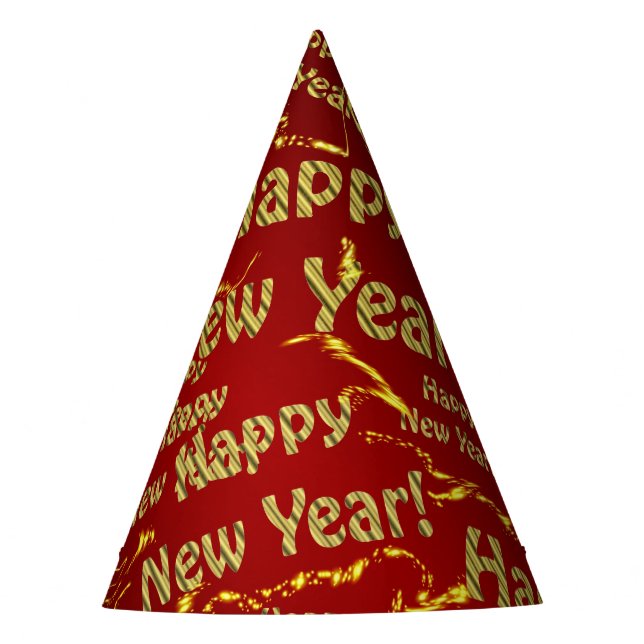 goldener Happy New Year Party Hut Partyhütchen (Vorderseite)