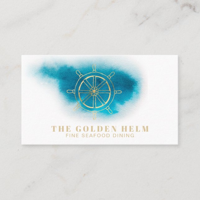 *~* goldener Helm-feines speisendes Seeweißes Visitenkarte (Vorderseite)