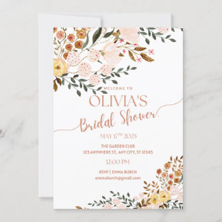 Goldener Herbst Botanicals Bridal Dusche Einladung