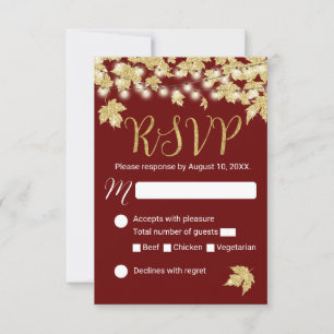 Goldener Herbst verlässt Burgund Hochzeit im Herbs RSVP Karte
