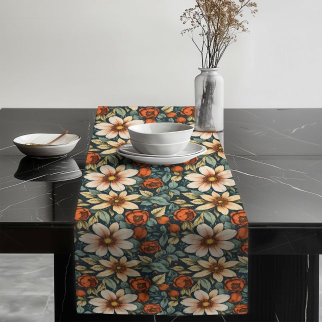 Goldener Herbstblumen-Tischläufer Gemütliche Wohng Großer Tischläufer (Golden Autumn Floral Table Runner Cozy Home Decor)
