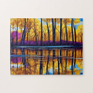Goldener Herbstwald am See