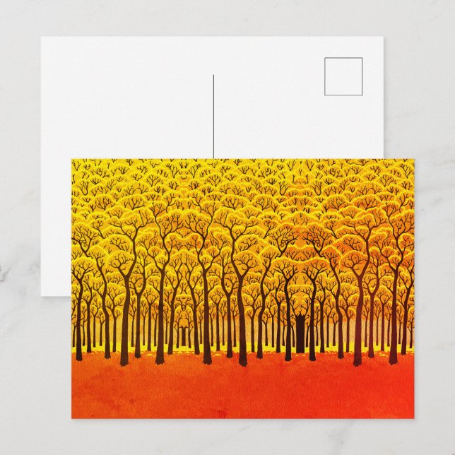 Goldener Herbstwald Postkarte (Vorne/Hinten)