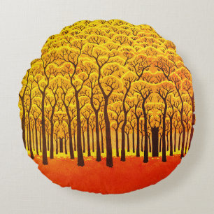 Goldener Herbstwald Rundes Kissen