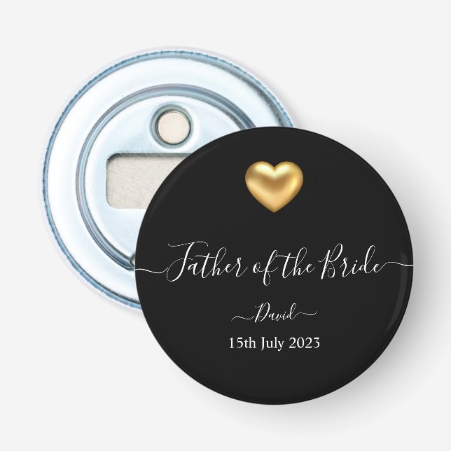 Goldener Herzenvater des Bride Bottle Opener Flaschenöffner (Vorderseite)