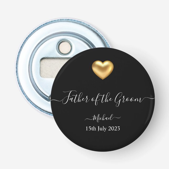Goldener Herzenvater des Groom Bottle Opener Flaschenöffner (Vorderseite)