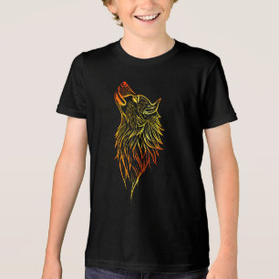 Goldener heulender Wolf – Tribales Spirit-Design Tri-Blend Shirt