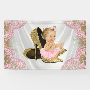 Goldener High Heel Schuh Baby Shower Banner
