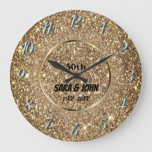 Goldener Hintergrund, goldener Kreis, elegante Hoc Große Wanduhr