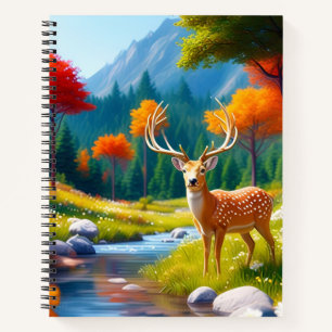 Goldener Hirsch Stehend im Wald-987679 Notizbuch