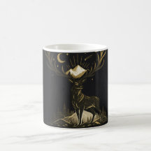 Goldener Hirschmond & Berge Wald Tasse