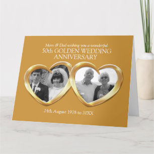 Goldener Hochzeitstag nach der aktuellen Fotokarte Karte