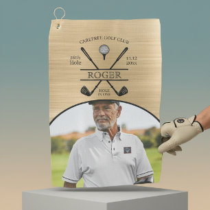 Goldener Hole-In-One-Golfer-Foto Golfhandtuch